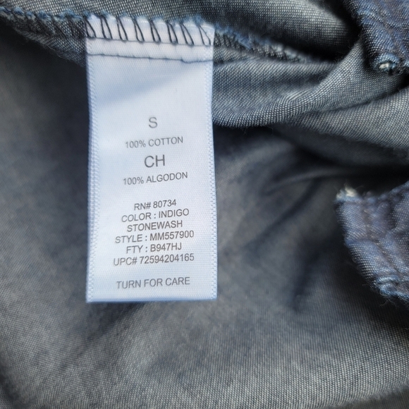 MILEY CYRUS MAX AZRIA Girls DENIM DRESS Blue Tie Back Long Sleeve Sz S - Picture 3 of 8